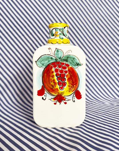 Hand-Painted Sicilian Olive Oil Bottle ~ Melograno Azzurro