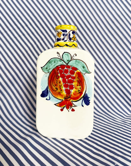 Hand-Painted Sicilian Olive Oil Bottle ~ Melograno Klein Blue