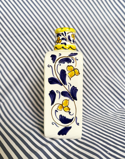 Hand-Painted Sicilian Olive Oil Bottle ~ Melograno Klein Blue