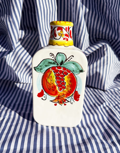 Hand-Painted Sicilian Olive Oil Bottle ~ Melograno Cremisi