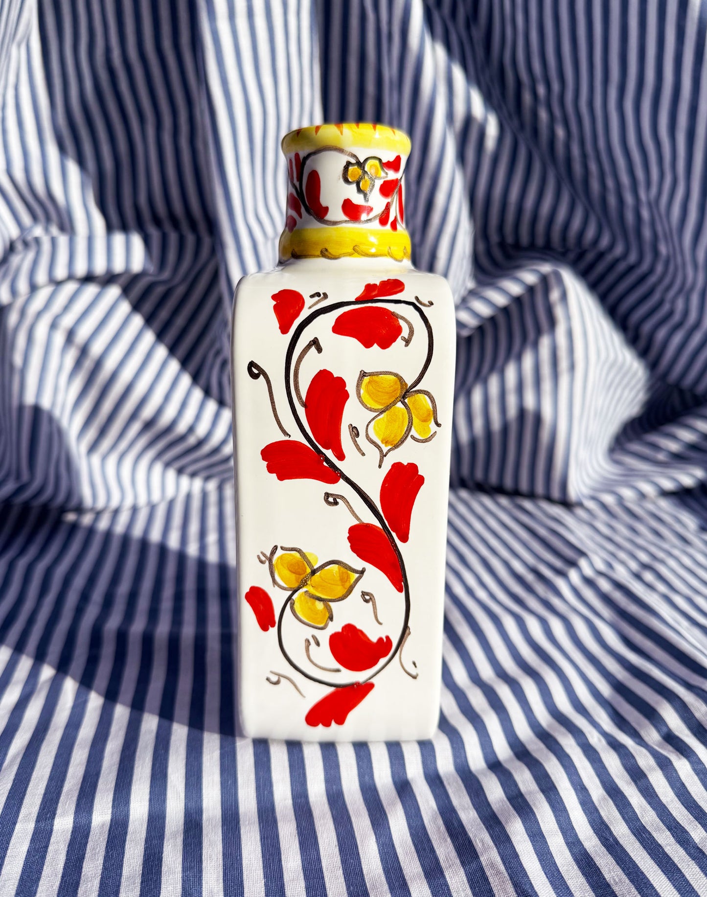 Hand-Painted Sicilian Olive Oil Bottle ~ Melograno Cremisi