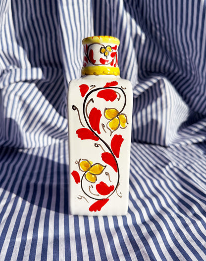 Hand-Painted Sicilian Olive Oil Bottle ~ Melograno Cremisi