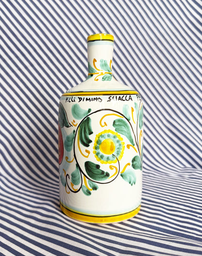 Hand-Painted Sicilian Olive Oil Bottle ~ Melograno Acquamarina