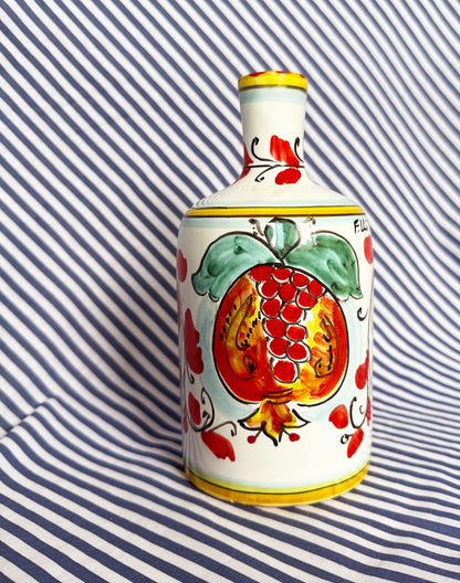 Hand-Painted Sicilian Olive Oil Bottle ~ Melograno Rosso