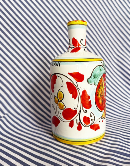 Hand-Painted Sicilian Olive Oil Bottle ~ Melograno Rosso